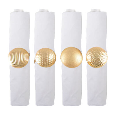 Set of 4 matte gold button napkin rings