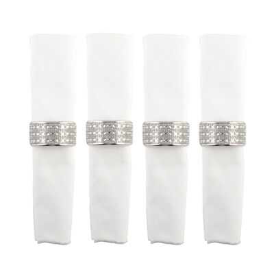 Set di 4 anelli per tovaglioli in argento con piccoli diamanti