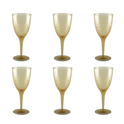 Copas de vino acrílicas amarillas - juego de 6