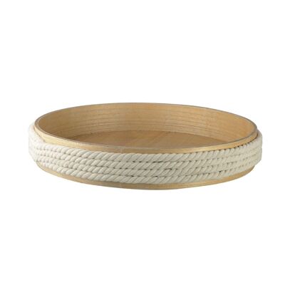 Vassoio rotondo in legno con corda 45cm