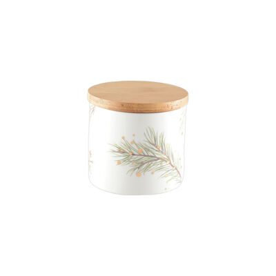 Pot with wooden lid 10x10x9.4