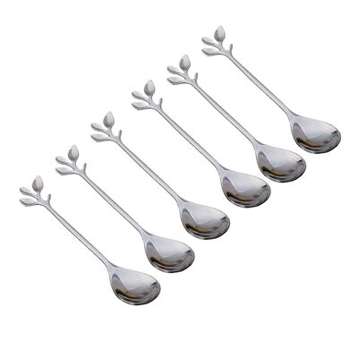Cucchiaini da dessert in foglia d'argento assortiti - set da 6
