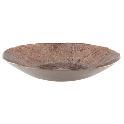 Cuenco marrón con borde dorado 40cm