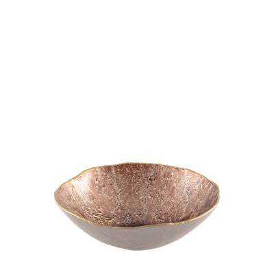 Cuenco marrón con borde dorado 20cm