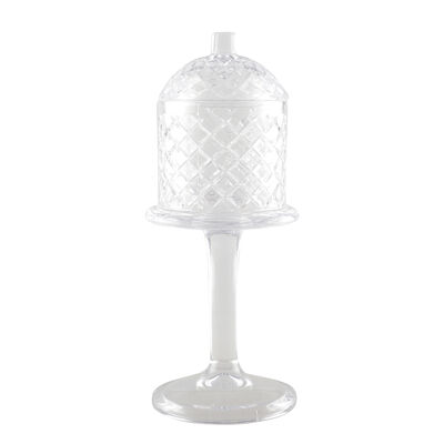 Bombonera de cristal con pie y tapa 10x30cm
