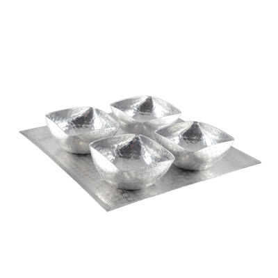 JUEGO DE 4 TAZAS SOBRE BANDEJA DE ALUMINIO