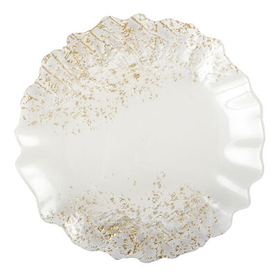 Plato llano blanco y dorado 32cm