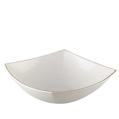 Ensaladera rectangular con borde dorado