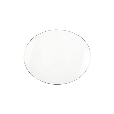 Plato de postre ovalado con borde platino