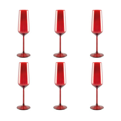 Flûtes à champagne rouge - lot de 6