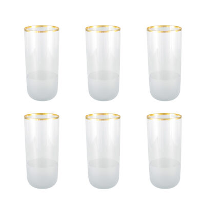 Bicchieri da acqua alti Nish con bordo dorato - Set da 6