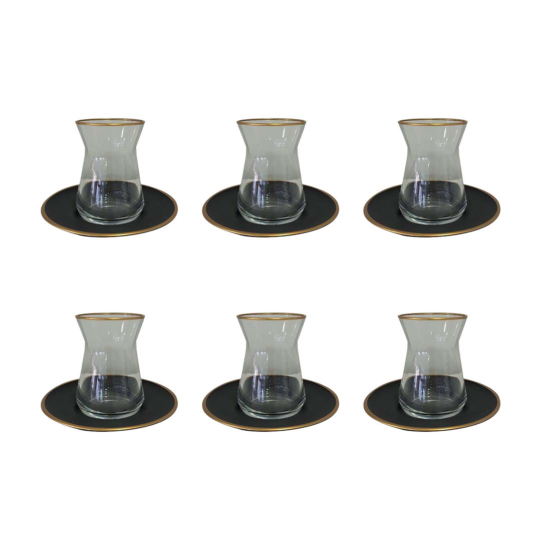 Tazze da tè nere e oro - Set da 6