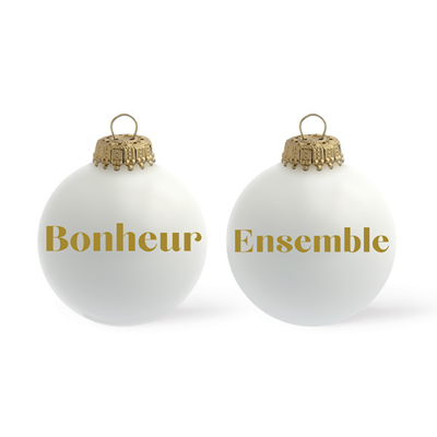 Set di palline di Natale Happiness - Bianco opaco