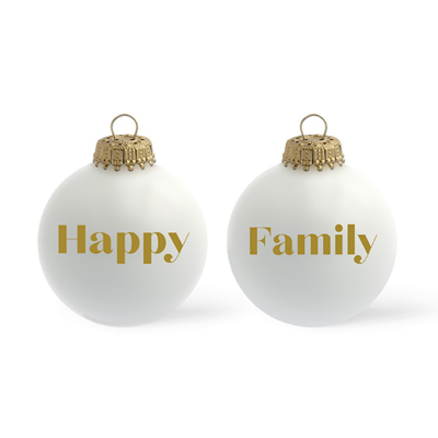 Happy Family Christmas bauble - Matte White