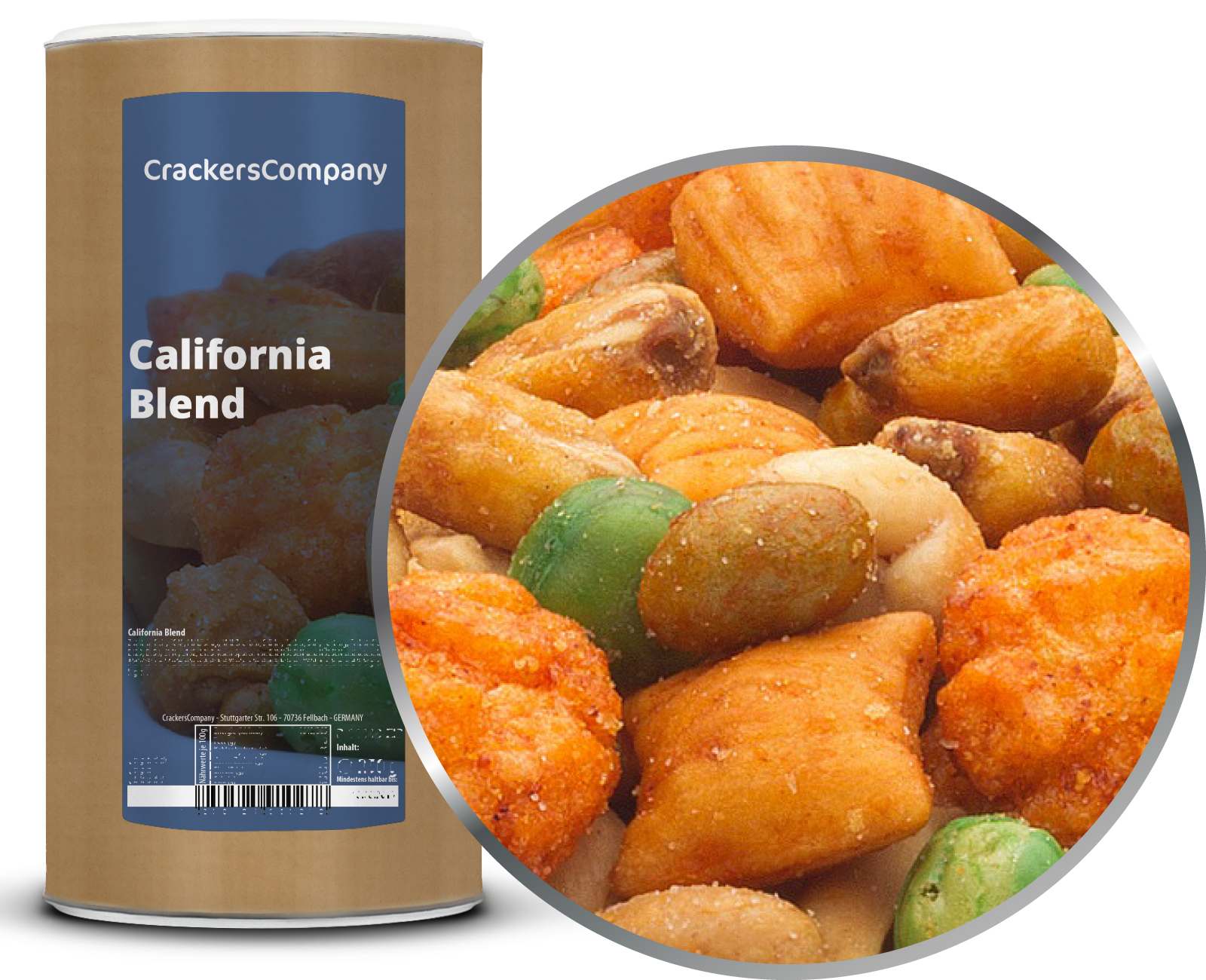 Mix di noci con mais e anacardi, California Blend PU con 9 pezzi. u. Contenuto 450 g per pezzo.