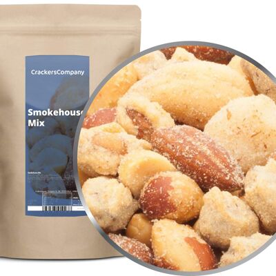 Mélange de noix précieuses fumées, Smokehouse Mix PU avec 8 pièces. toi. Contenu de 550 g par pièce.