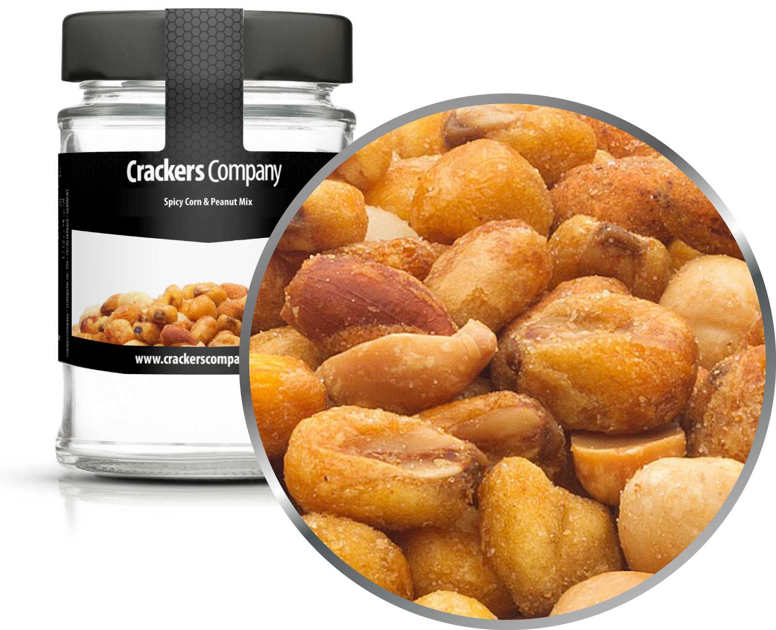 Würzige Mais-Erdnussmischung, Spicy Corn & Peanut Mix VPE mit 45 Stk. u. 70g Inhalt je Stk