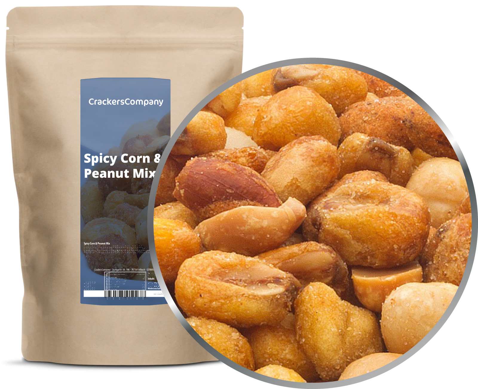 Würzige Mais-Erdnussmischung, Spicy Corn & Peanut Mix VPE mit 8 Stk. u. 400g Inhalt je Stk
