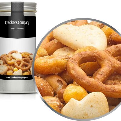 Mélange de craquelins au maïs et aux bretzels, mélange de maïs et de cocktails PU avec 40 pièces. toi. Contenu de 40 g par pièce.