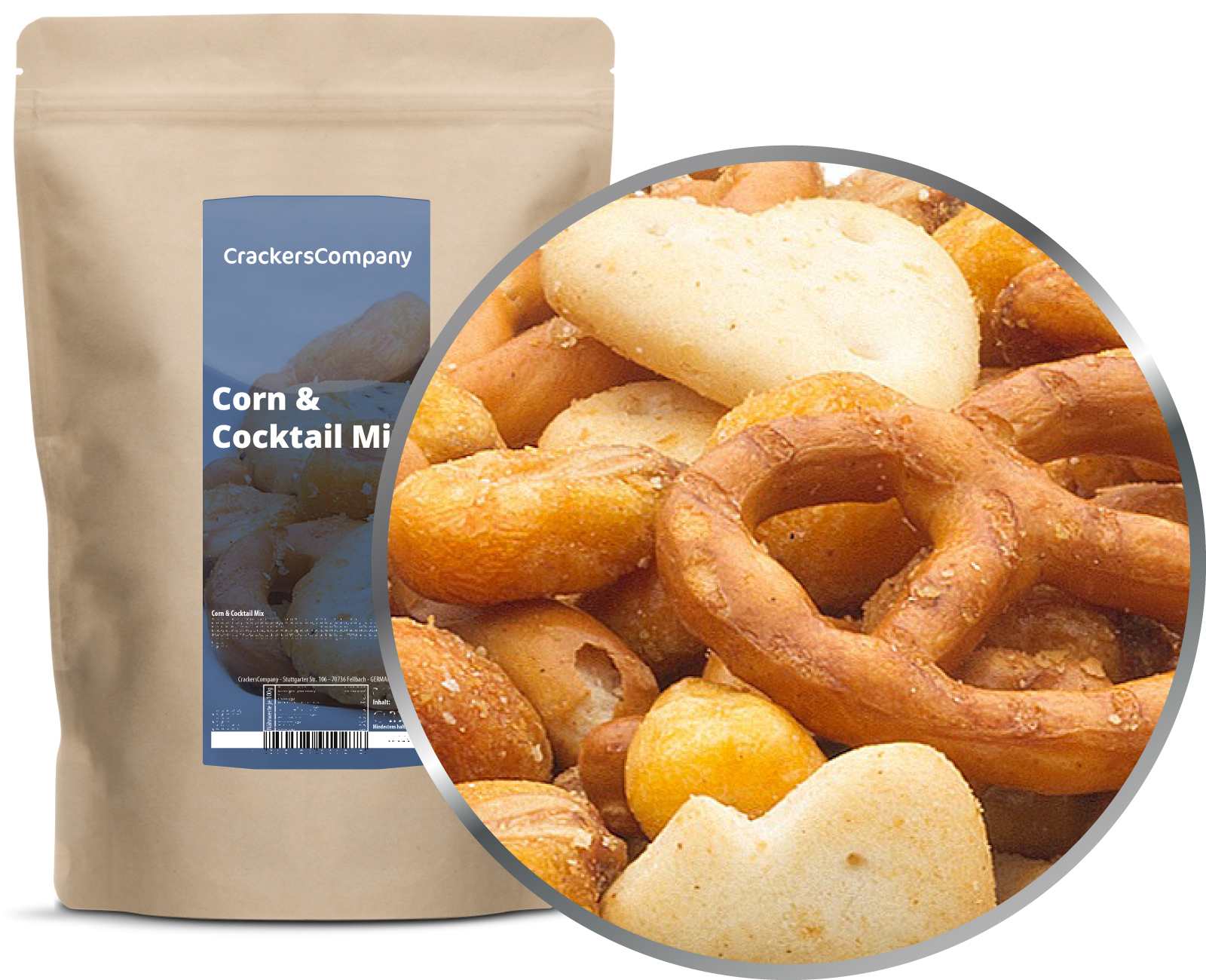 Mais-Brezel Cracker Mix, Corn & Cocktail Mix VPE mit 8 Stk. u. 250g Inhalt je Stk.