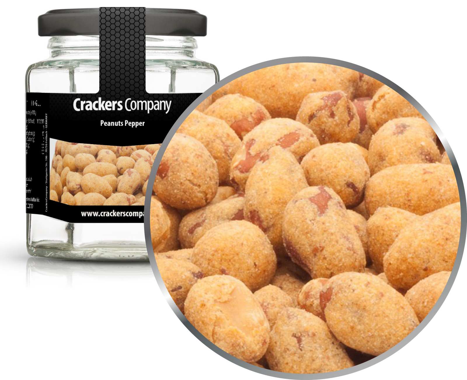 Snack de maní y pimiento, Peanuts Pepper PU con 25 piezas. Ud. Contenido de 95 g por pieza.