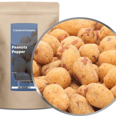 Snack de maní y pimiento, Peanuts Pepper PU con 8 piezas. Ud. Contenido de 500 g por pieza.