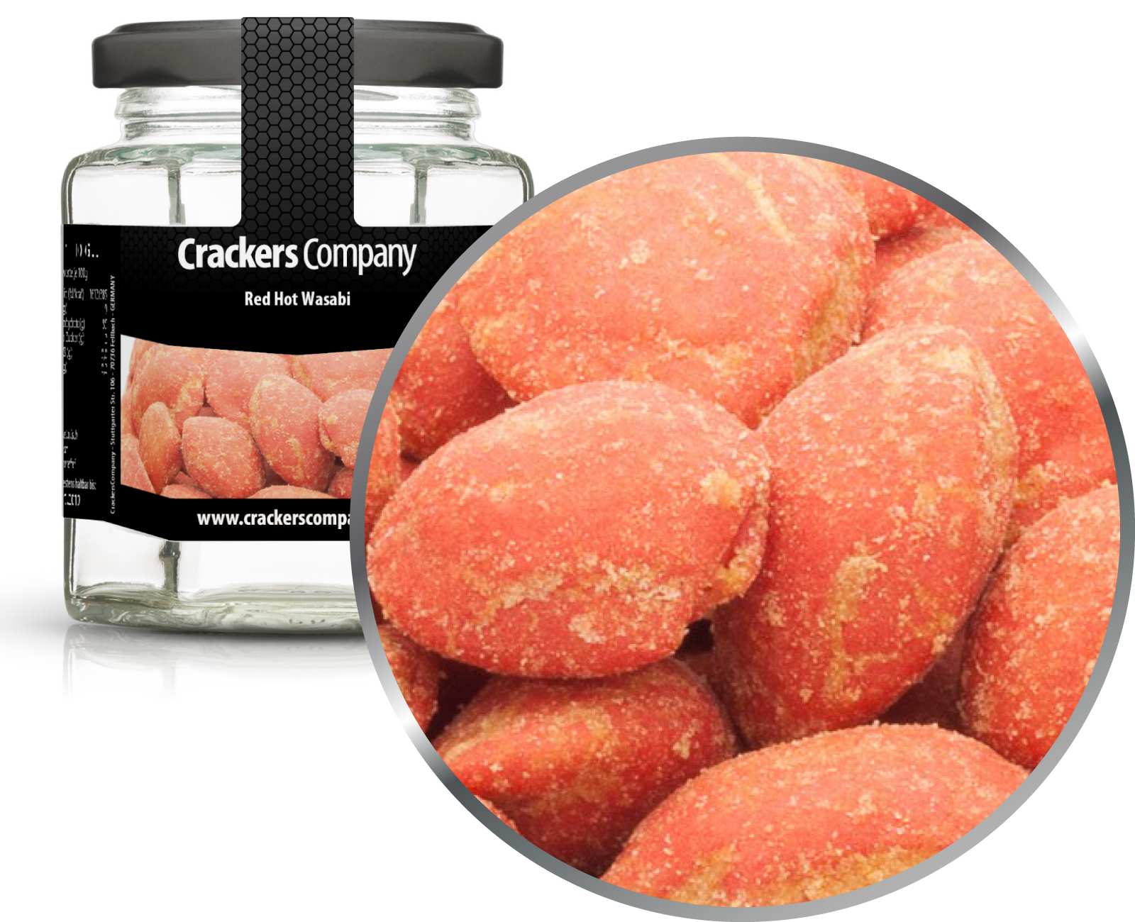 Wasabi Peanut Japonés, Red Hot Wasabi PU con 25 piezas. Ud. Contenido de 60 g por pieza.