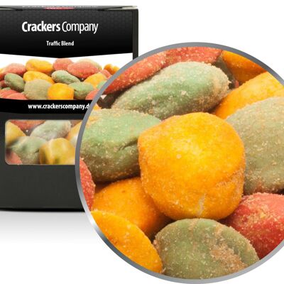 Mélange de cacahuètes wasabi-piment tricolore, Traffic Blend PU de 32 pièces. toi. Contenu de 60 g par pièce.
