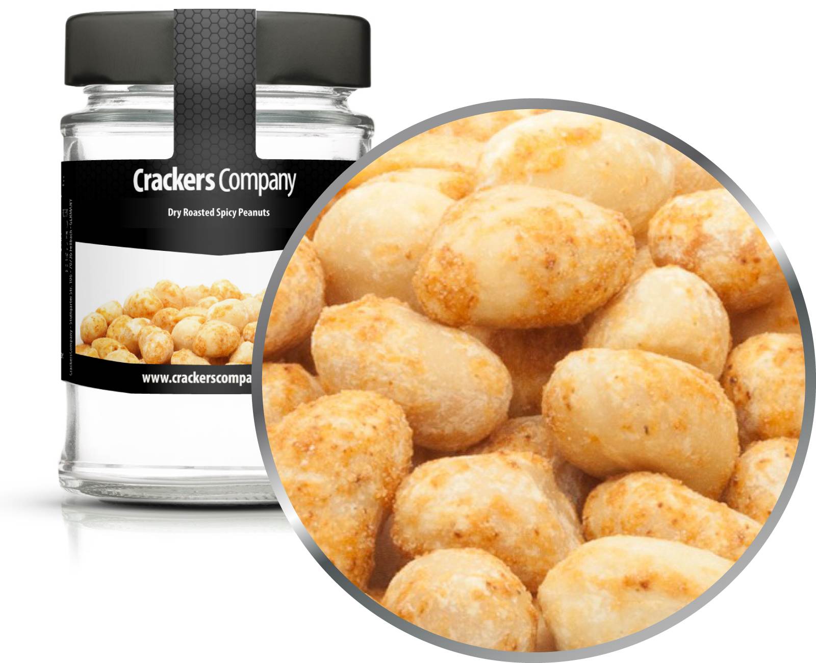 Cacahuetes tostados picantes, Cacahuetes picantes tostados en seco PU con 45 piezas. Ud. Contenido de 80 g por pieza.