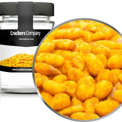Graines de tournesol épicées, graines de tournesol chili PU avec 45 pièces. toi. Contenu de 80 g par pièce.