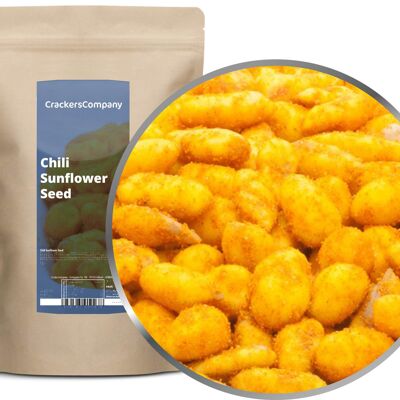 Graines de tournesol épicées, graines de tournesol chili PU avec 8 pièces. toi. Contenu de 500 g par pièce.
