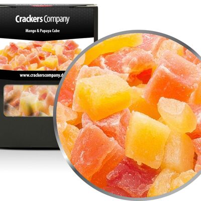 Cubo de Mango-Papaya, Mango y Papaya Confitados PU con 32 piezas. Ud. Contenido de 90 g por pieza.