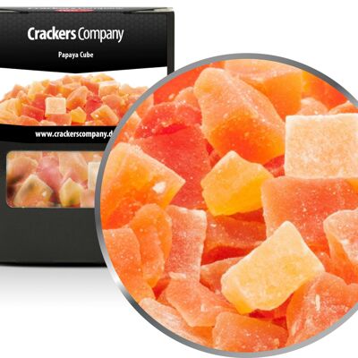 Papaya Confitada, Papaya Cube PU con 32 piezas. Ud. Contenido de 90 g por pieza.