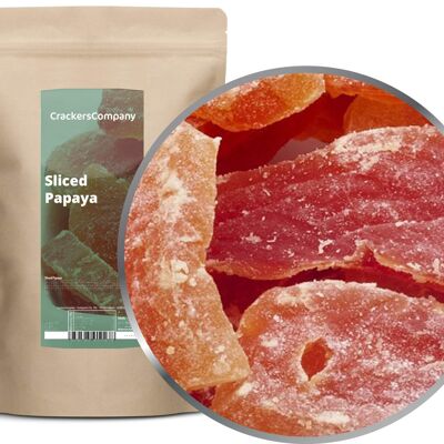Papaya essiccata, Papaya setacciata PU con 8 pezzi. u. Contenuto 400 g per pezzo.