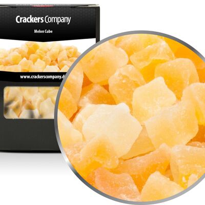 Melón confitado, Melon Cube PU con 32 piezas. Ud. Contenido de 90 g por pieza.