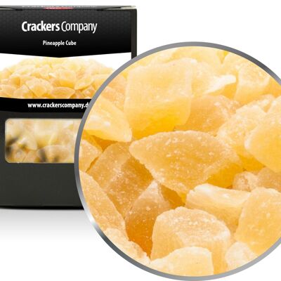 Piña confitada, Piña Cubo PU con 32 piezas. Ud. Contenido de 90 g por pieza.