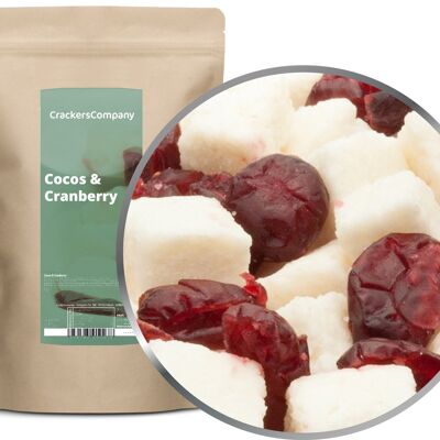 Cubi di cocco e mirtillo rosso, PU cocco e mirtillo rosso con 8 pezzi. u. Contenuto di 500 g per pezzo.