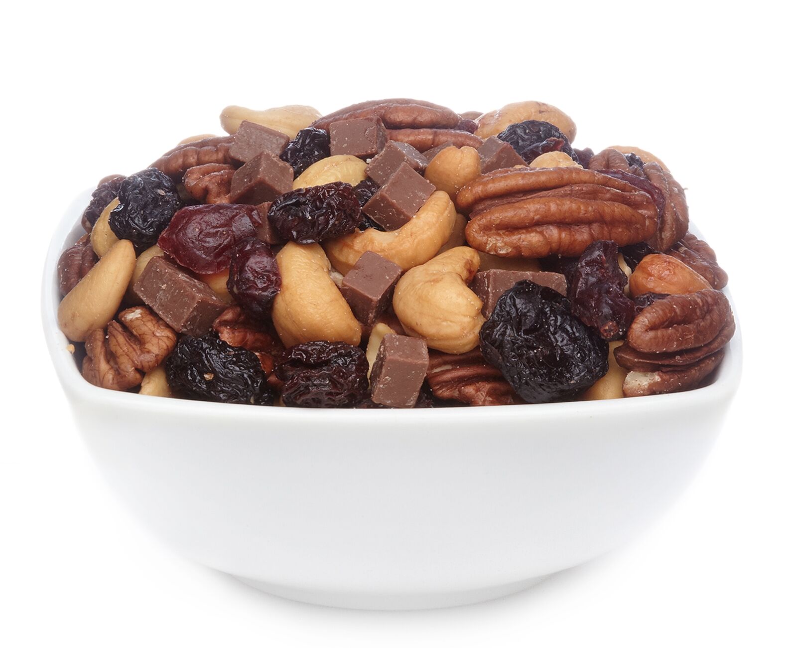 Mix cioccolato-frutta-nocciole, mix cioccolato-frutta e noci PU con 1 pezzo. u. Contenuto 3000 g per pezzo.