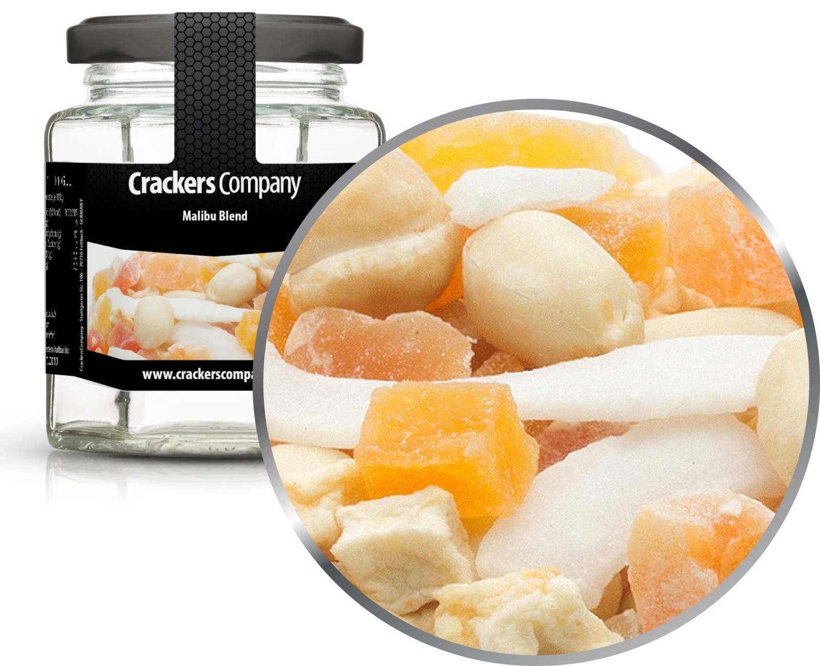 Mix di snack alla frutta candita, Malibu Blend PU da 25 pezzi. u. Contenuto 80 g per pezzo.