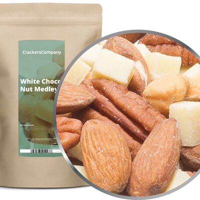 Mix di noci al cioccolato bianco, White Choco Nut Medley PU con 8 pezzi. u. Contenuto di 500 g per pezzo
