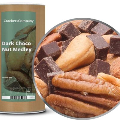 Mix di noci al cioccolato fondente, Dark Choco Nut Medley PU con 9 pezzi. u. Contenuto 650 g per pezzo.