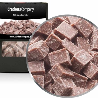 Cubi di cioccolato al latte intero, Cubo di cioccolato al latte PU con 32 pezzi. u. Contenuto 100 g per pezzo.