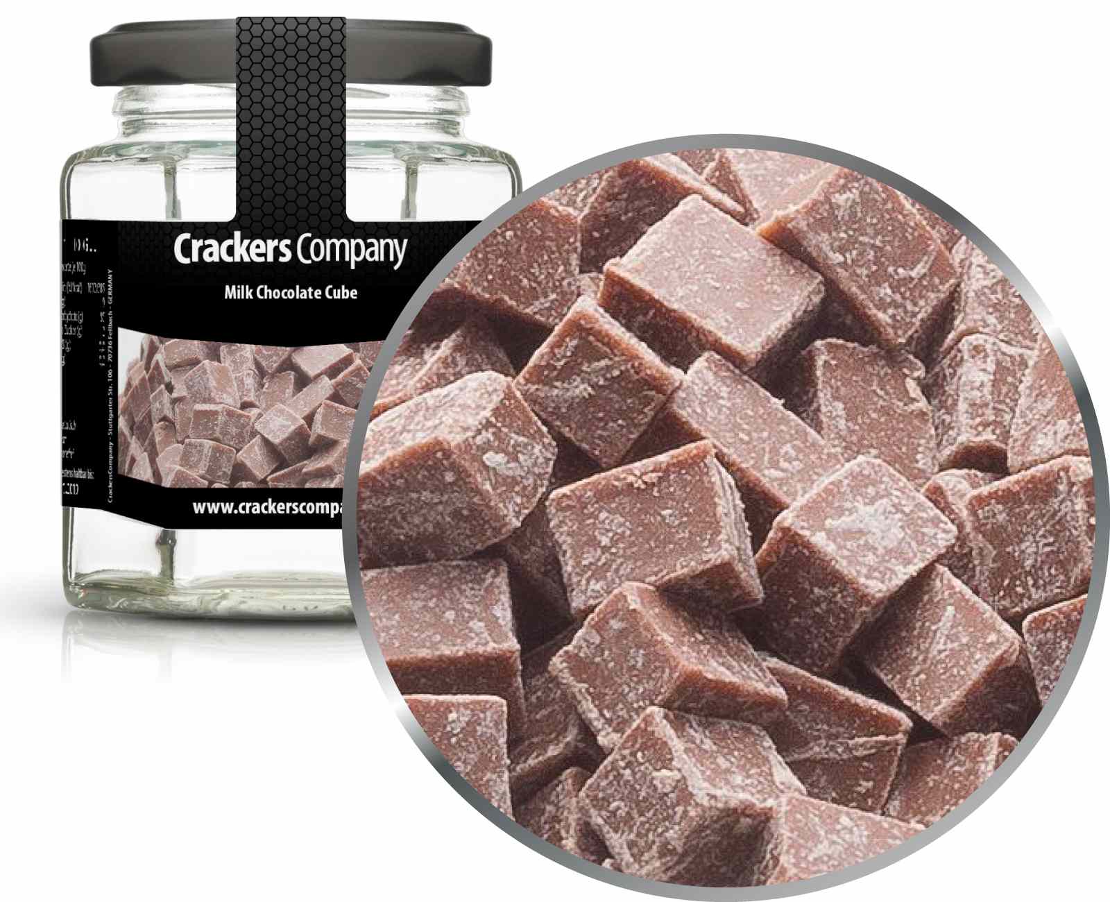 Cubi di cioccolato al latte intero, Cubo di cioccolato al latte PU con 25 pezzi. u. Contenuto 100 g per pezzo.