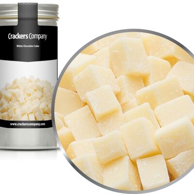 Cubi di cioccolato bianco, Cubo di cioccolato bianco PU con 40 pezzi. u. Contenuto 100 g per pezzo.