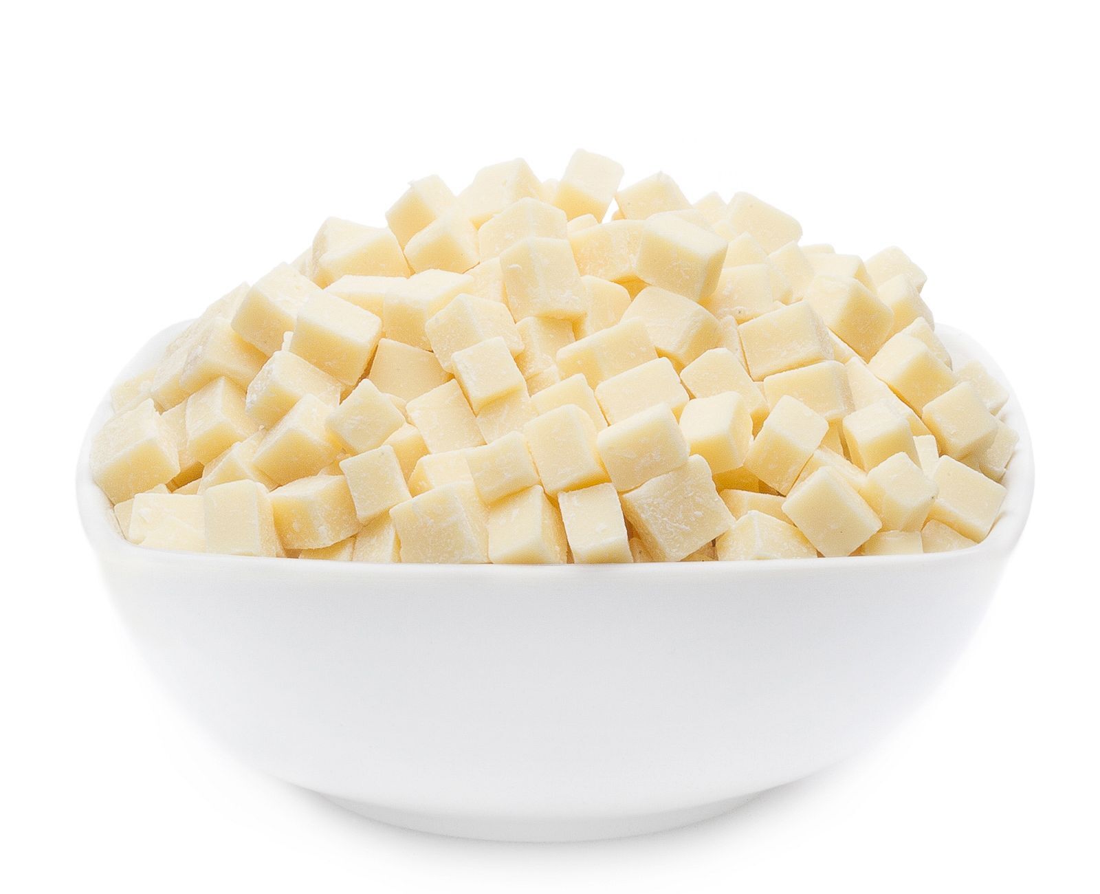 Cubi di cioccolato bianco, Cubo di cioccolato bianco PU con 1 pezzo. u. Contenuto 2000 g per pezzo.