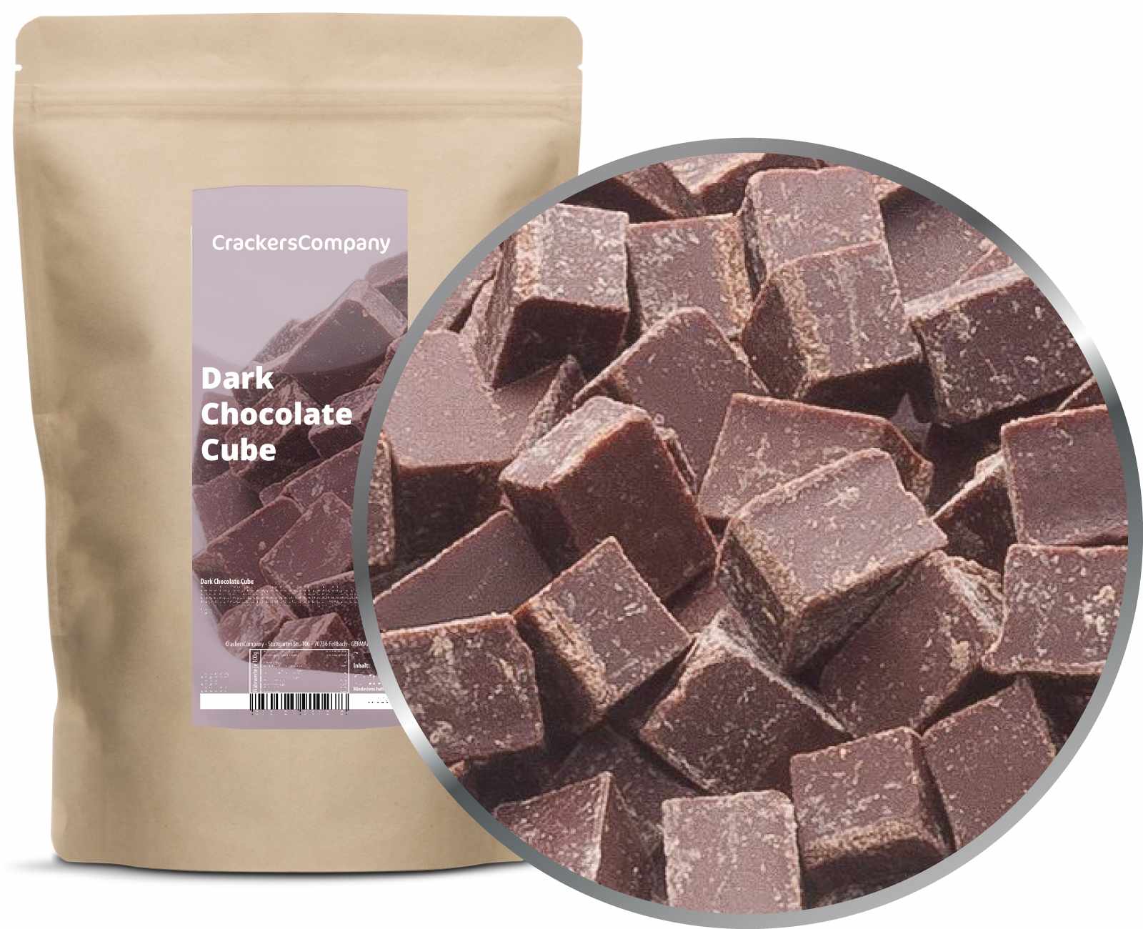 Cubi di cioccolato fondente, Cubo di cioccolato fondente PU con 8 pezzi. u. Contenuto di 500 g per pezzo.