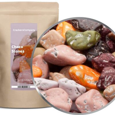 Pierres de chocolat colorées, Choco Stones PU avec 8 pièces. toi. Contenu de 750 g par pièce.
