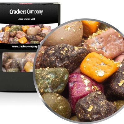 Piedras de chocolate dorado, Choco Stones Gold PU con 32 piezas. Ud. Contenido de 130 g por pieza.
