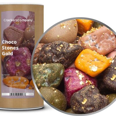Piedras de chocolate dorado, Choco Stones Gold PU con 9 piezas. Ud. Contenido de 900 g por pieza.