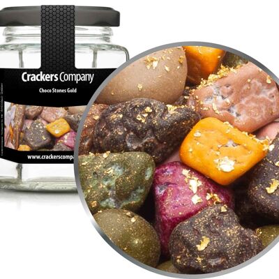 Piedras de chocolate dorado, Choco Stones Gold PU con 25 piezas. Ud. Contenido de 130 g por pieza.